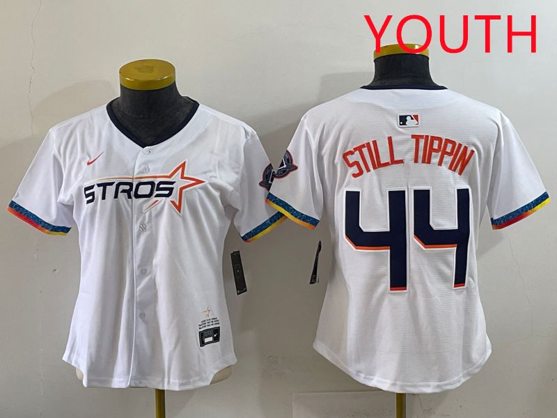 Youth Houston Astros #44 Still Tippin White Four generations Joint Name 2025 Nike MLB Jersey style 2